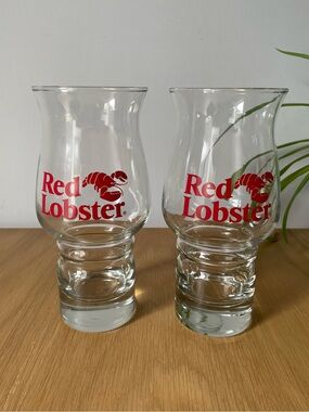 Red Lobster Restaurant Libbey Hurricane Glasses 16 oz Set of 2